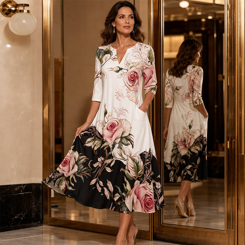 Tessa Printed V-Neck Dress