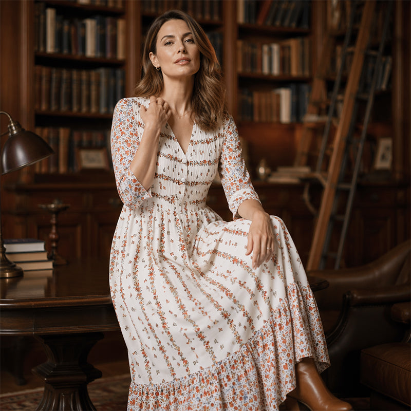 Tessa Printed V-Neck Dress