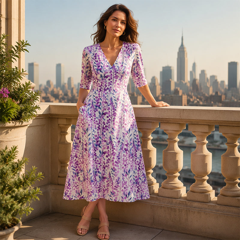 Tessa Printed V-Neck Dress