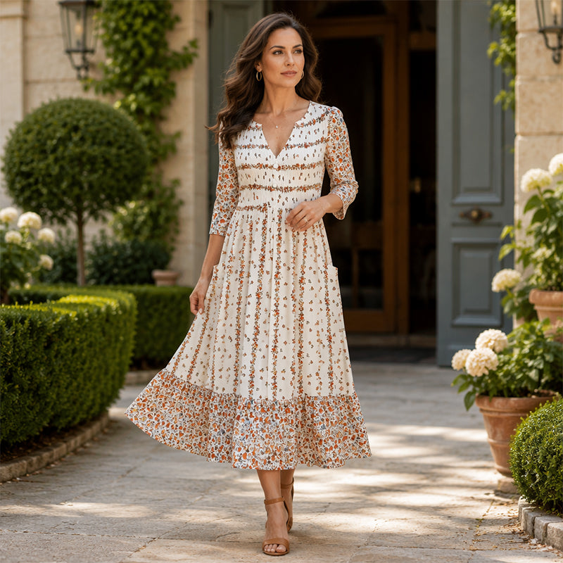 Tessa Printed V-Neck Dress
