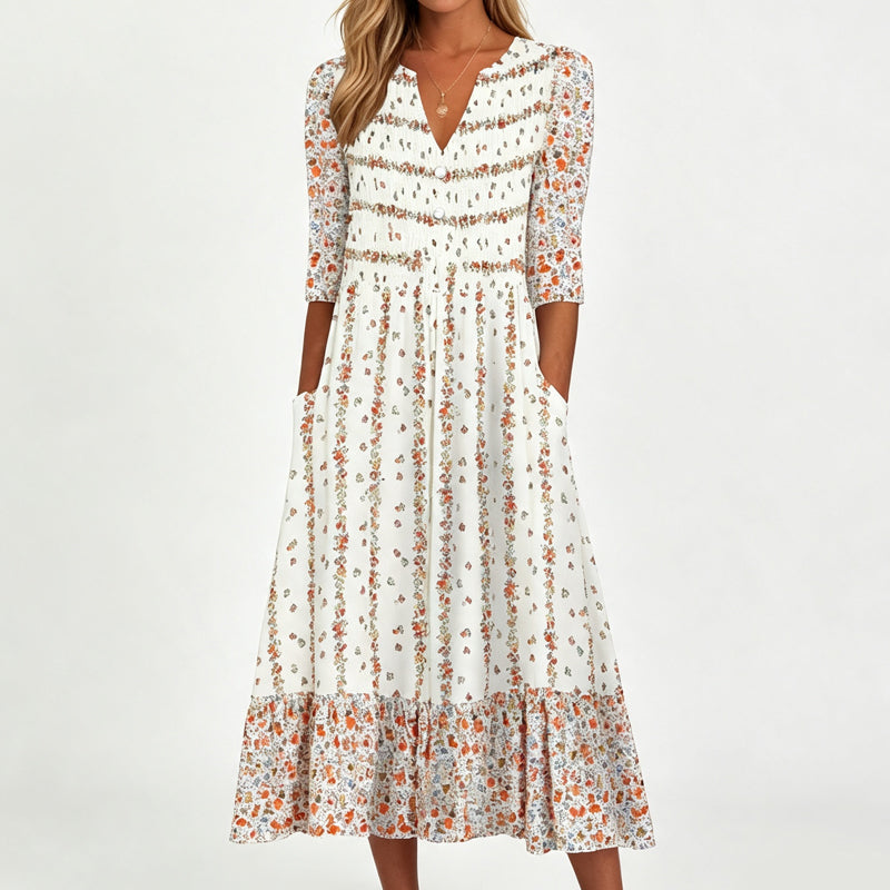 Tessa Printed V-Neck Dress