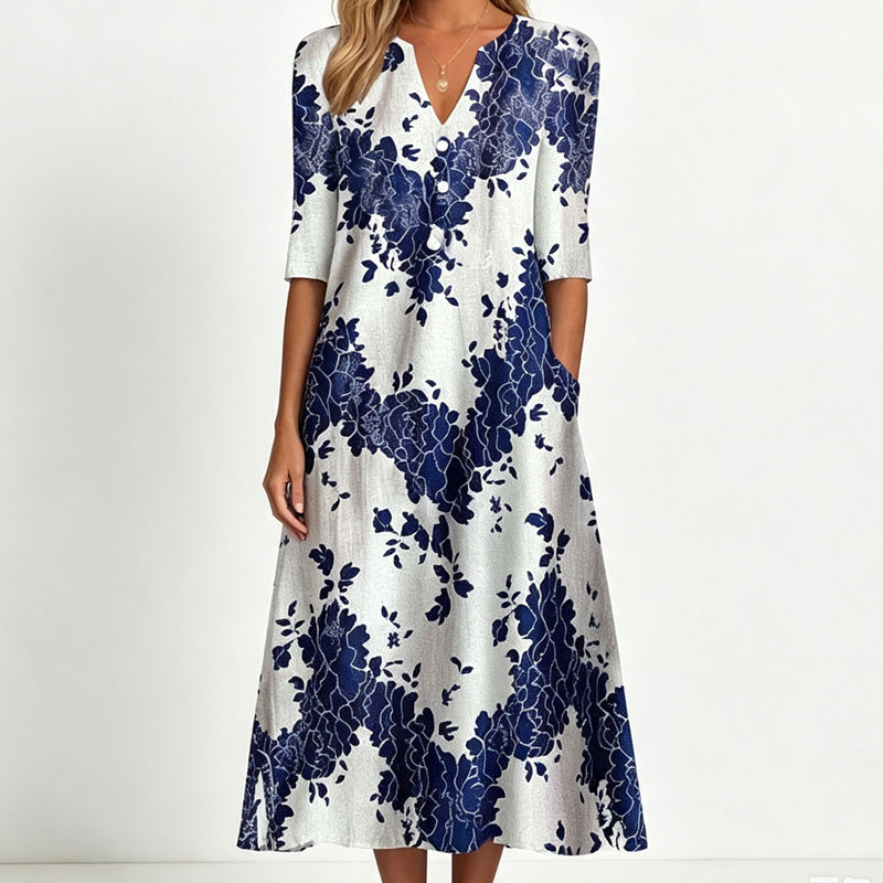 Tessa Printed V-Neck Dress