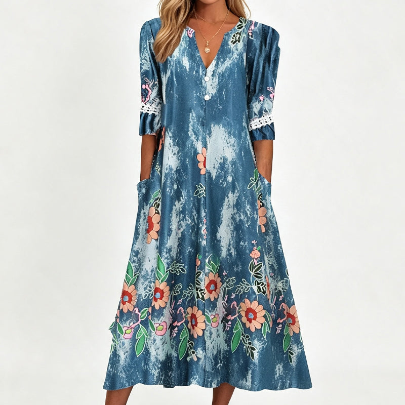 Tessa Printed V-Neck Dress
