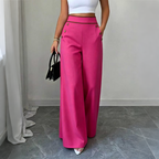Elodie Contrast-Trim Wide-Leg Pants
