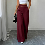 Elodie Contrast-Trim Wide-Leg Pants