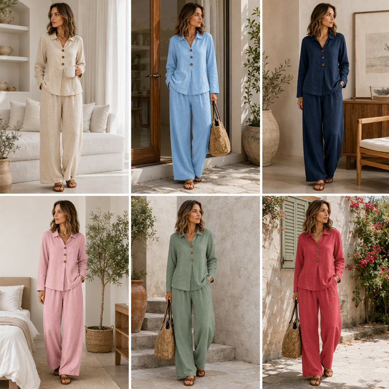 Evelyn Long-Sleeve Wide-Leg Set