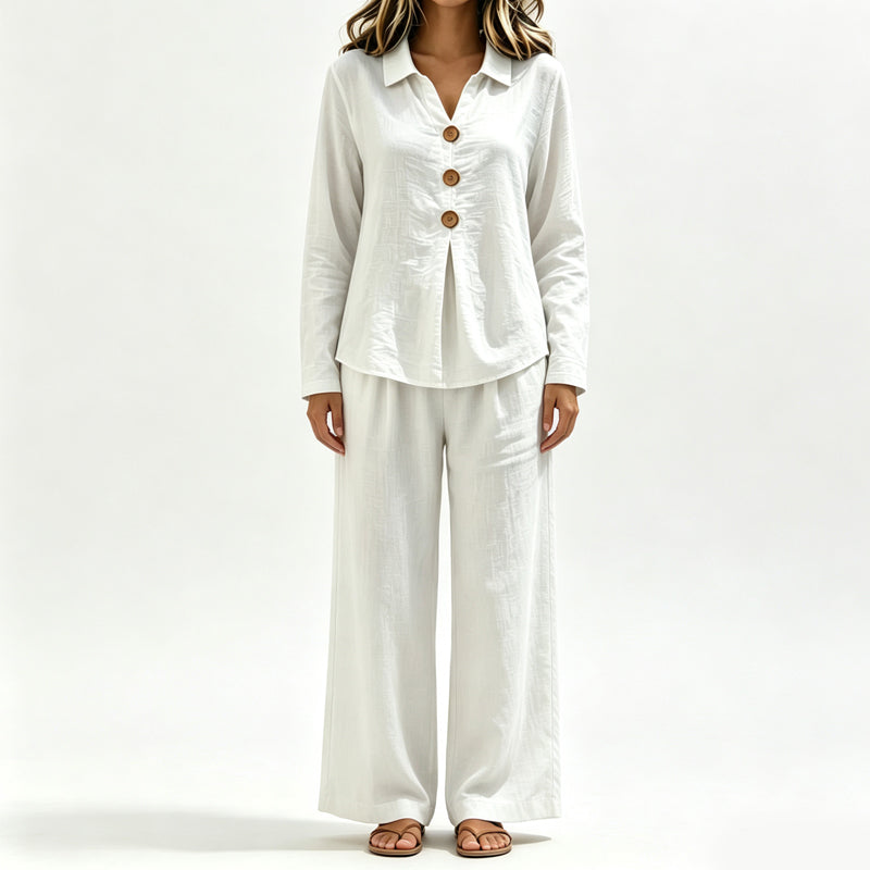 Evelyn Long-Sleeve Wide-Leg Set