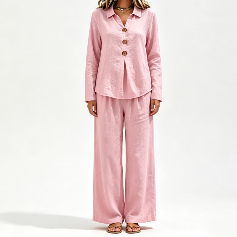 Evelyn Long-Sleeve Wide-Leg Set