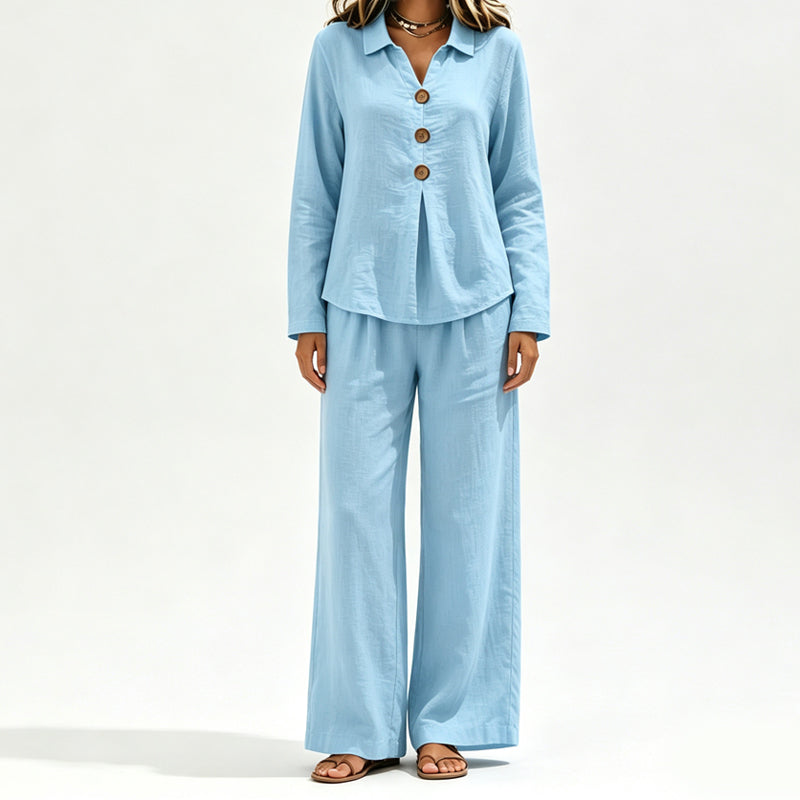 Evelyn Long-Sleeve Wide-Leg Set