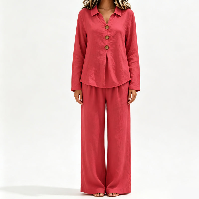 Evelyn Long-Sleeve Wide-Leg Set