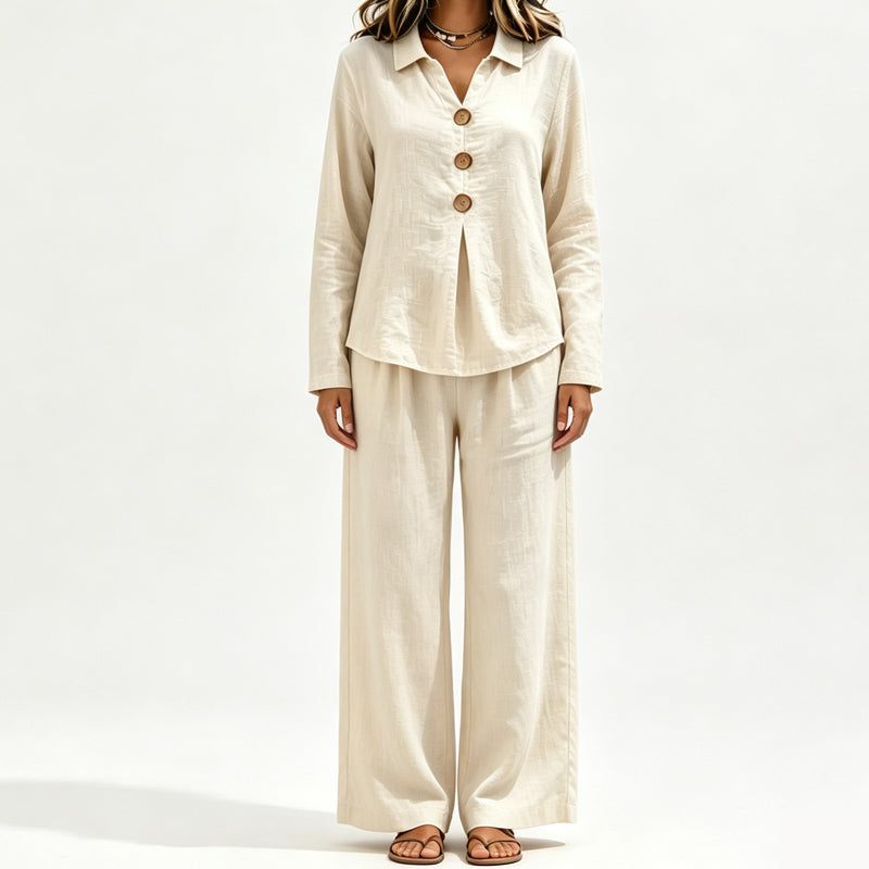 Evelyn Long-Sleeve Wide-Leg Set