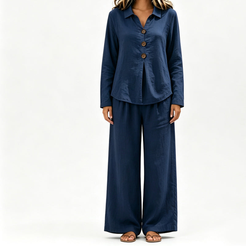 Evelyn Long-Sleeve Wide-Leg Set