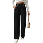 Camille Button-Waist Wide-Leg Pants