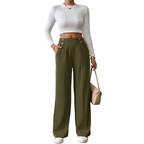Camille Button-Waist Wide-Leg Pants