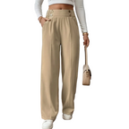 Camille Button-Waist Wide-Leg Pants