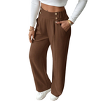 Camille Button-Waist Wide-Leg Pants